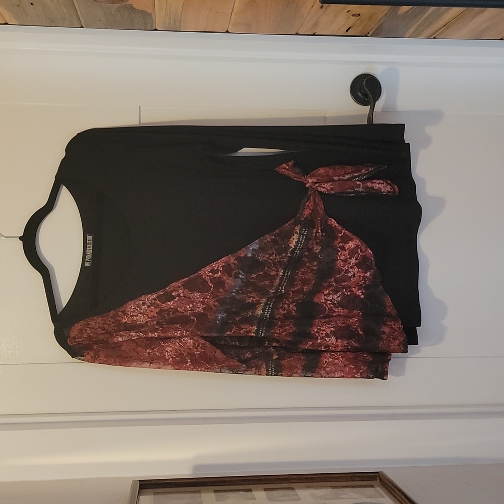 Black Faux Wrap Tunic